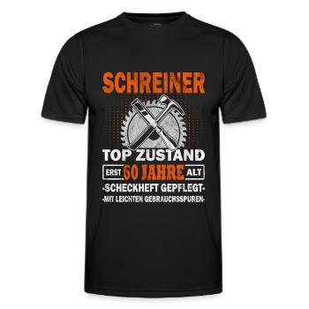 Schreiner erst 60 Jahre - Tischler - Drechsler - Männer Funktions-T-Shirt - Schwarz - Vorne - AI Model Male 178 dark (178cm)