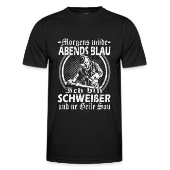 Schweißer - Schweißerspruch - Metallbau - Männer Funktions-T-Shirt - Schwarz - Vorne - AI Model Male 178 dark (178cm)