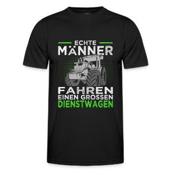 Echte Männer fahren große Dienstwagen - Bauern - Männer Funktions-T-Shirt - Schwarz - Vorne - AI Model Male 178 dark (178cm)