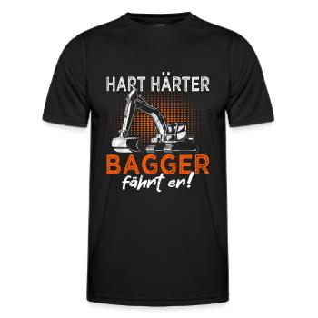 Bagger fährt er - Baggerfahrer - Baustelle - Männer Funktions-T-Shirt - Schwarz - Vorne - AI Model Male 178 dark (178cm)