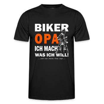 Biker Opa - Motorradfahrer - Motorrad - Männer Funktions-T-Shirt - Schwarz - Vorne - AI Model Male 178 dark (178cm)