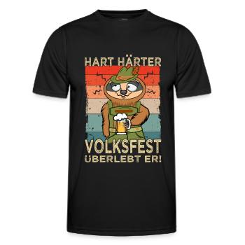 Volksfest - Sloth in traditional costume - Beer saying - Men's Functional T-Shirt - black - Front - AI Model Male 178 dark (178cm)
