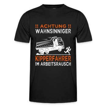 Achtung Kipperfahrer - Kipper - Muldenkipper - Männer Funktions-T-Shirt - Schwarz - Vorne - AI Model Male 178 dark (178cm)