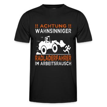Achtung Radladerfahrer - Radlader - Baustelle - Männer Funktions-T-Shirt - Schwarz - Vorne - AI Model Male 178 dark (178cm)