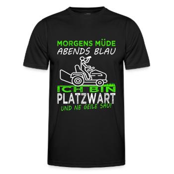 Platzwart - Rasen mähen - Rasenpflege- Gärtner - Männer Funktions-T-Shirt - Schwarz - Vorne - AI Model Male 178 dark (178cm)