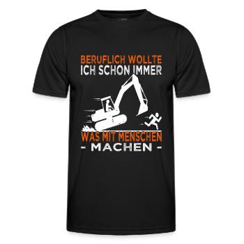 Beruflich wollte ich schon immer - Baggerfahrer - Männer Funktions-T-Shirt - Schwarz - Vorne - AI Model Male 178 dark (178cm)
