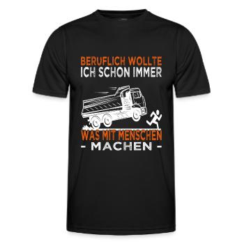 Beruflich wollte ich schon immer - Kipperfahrer - Männer Funktions-T-Shirt - Schwarz - Vorne - AI Model Male 178 dark (178cm)