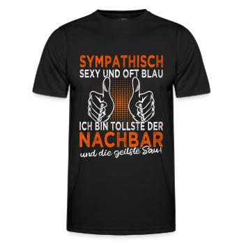 Nachbar - Nachbarin - Nachbarschaftsgeschenk - Männer Funktions-T-Shirt - Schwarz - Vorne - AI Model Male 178 dark (178cm)