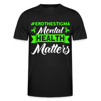 Green Ribbon Awareness of Mental Health - Men's Functional T-Shirt - black - Front - AI Model Male 178 dark (178cm)