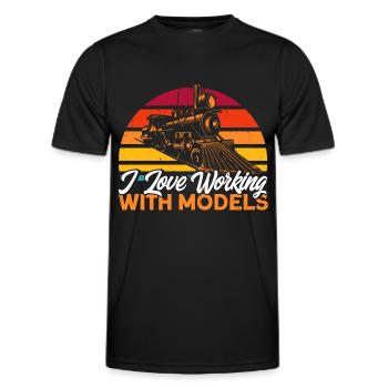 Trains miniatures Voyage en train cadeau - T-shirt sport Homme - noir - Devant - AI Model Male 178 dark (178cm)