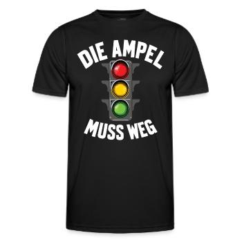 Government criticism and dissatisfaction against Amepl - Men's Functional T-Shirt - black - Front - AI Model Male 178 dark (178cm)