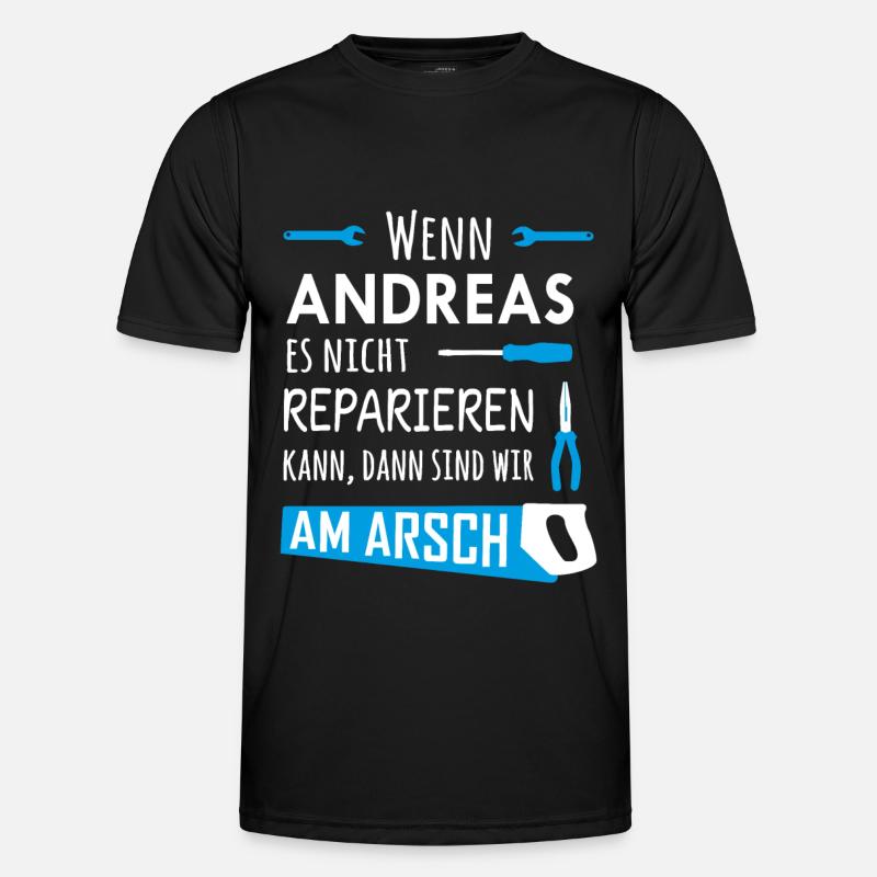 Lustiger Heimwerker und Handwerker Spruch Andreas - Männer Funktions-T-Shirt - Schwarz