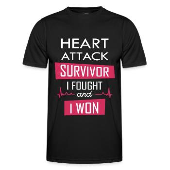 Heart attack survivor, I fought and I won - Men's Functional T-Shirt - black - Front - AI Model Male 178 dark (178cm)