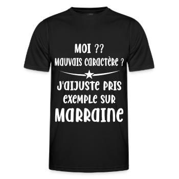 Mauvais Caractère Marraine - T-shirt sport Homme - noir - Devant - AI Model Male 178 dark (178cm)