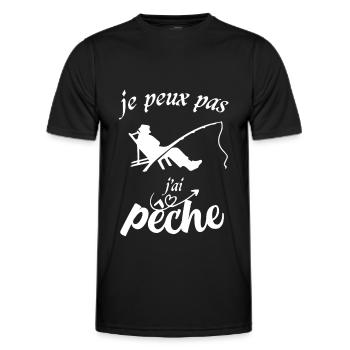 Je peux pas j'ai pêche - T-shirt sport Homme - noir - Devant - AI Model Male 178 dark (178cm)