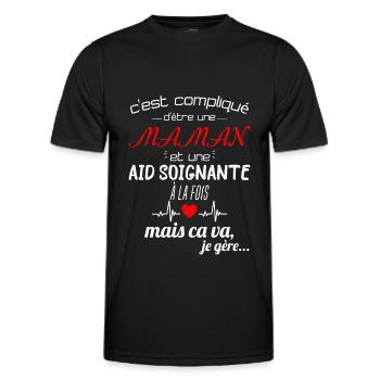 pas parfaite aide-soignante;cadeau aide soignante - T-shirt sport Homme - noir - Devant - AI Model Male 178 dark (178cm)