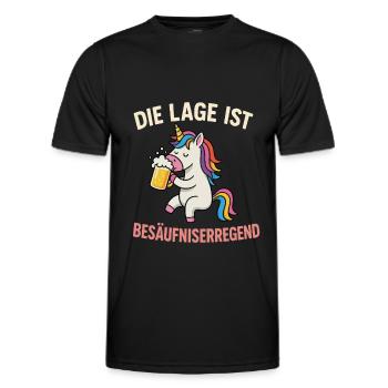 Einhorn mit Bier - Männer Funktions-T-Shirt - Schwarz - Vorne - AI Model Male 178 dark (178cm)