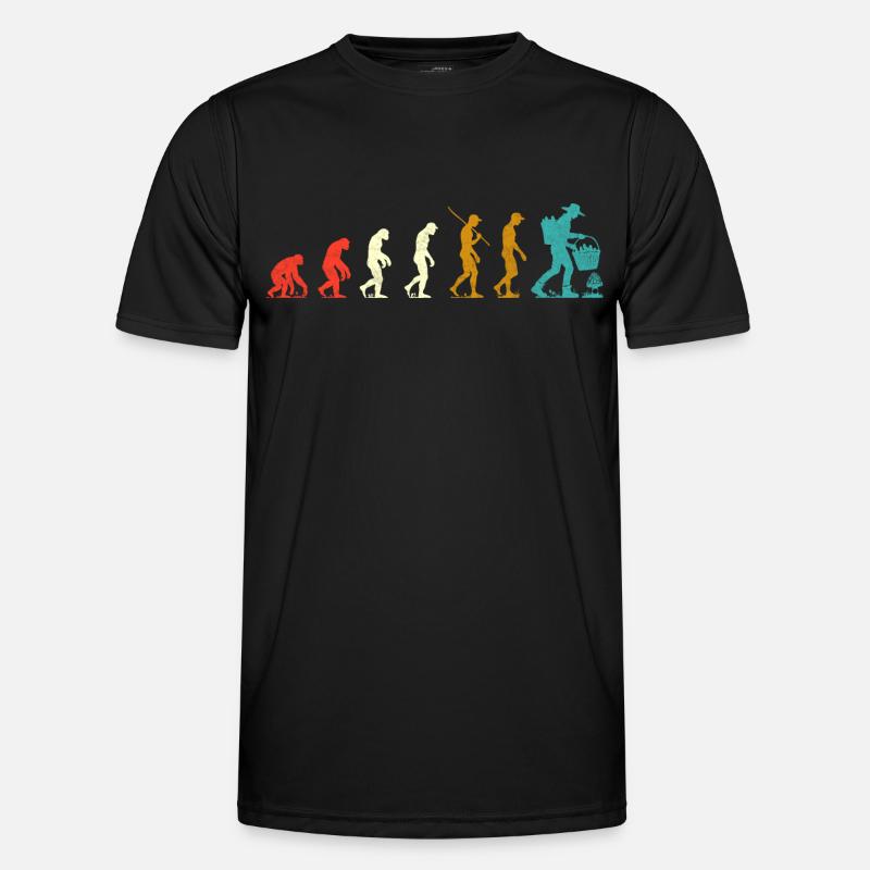 Evolution der Morcheln - Männer Funktions-T-Shirt - Schwarz
