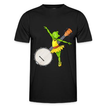 Ballett tanzender Frosch Banjo Bluegrass Musik - Männer Funktions-T-Shirt - Schwarz - Vorne - AI Model Male 178 dark (178cm)