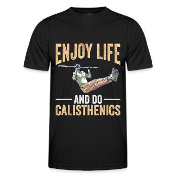 Calisthenics Körpergewicht Krafttraining - Männer Funktions-T-Shirt - Schwarz - Vorne - AI Model Male 178 dark (178cm)