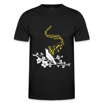 Notes de musique Oiseau chanteur mignon - T-shirt sport Homme - noir - Devant - AI Model Male 178 dark (178cm)