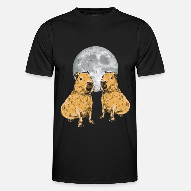 Capybara Moon Funny Capybaras - Men's Functional T-Shirt - black