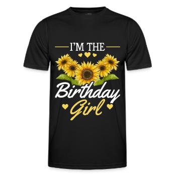 Birthday Girl Sunflower Girl Flower - Men's Functional T-Shirt - black - Front - AI Model Male 178 dark (178cm)