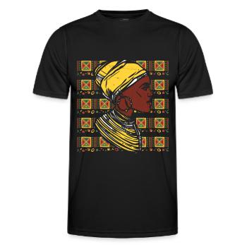 Kente Couvre-chef Femme africaine - T-shirt sport Homme - noir - Devant - AI Model Male 178 dark (178cm)