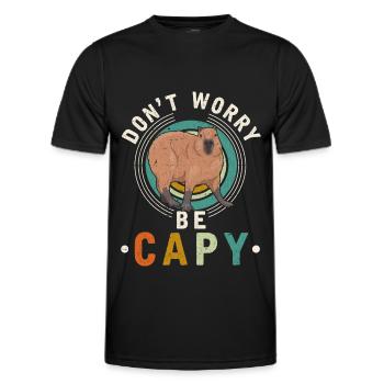 Sympathique amoureux des animaux Happy Capybara - T-shirt sport Homme - noir - Devant - AI Model Male 178 dark (178cm)