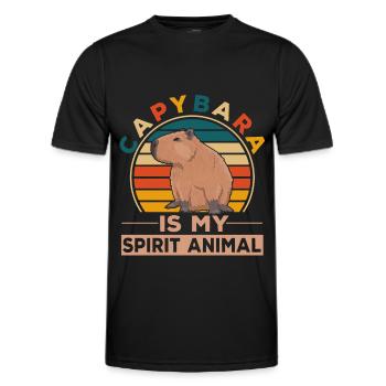 Friendly animal lover Happy Capybara - Men's Functional T-Shirt - black - Front - AI Model Male 178 dark (178cm)