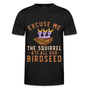 Écureuil Vide Mangeoire à oiseaux Oiseau de jardin - T-shirt sport Homme - noir - Devant - AI Model Male 178 dark (178cm)