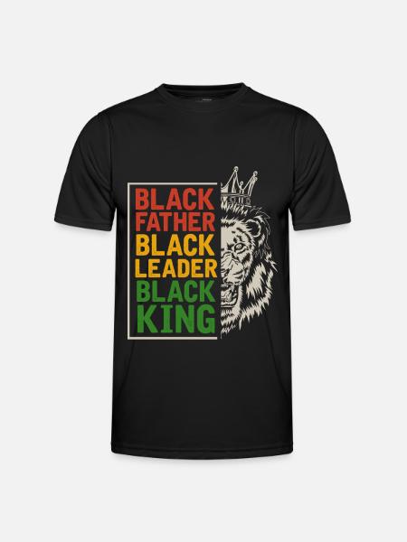 Schwarzer Vater Männer Afro Lion Afrikanisch - Männer Funktions-T-Shirt - Schwarz