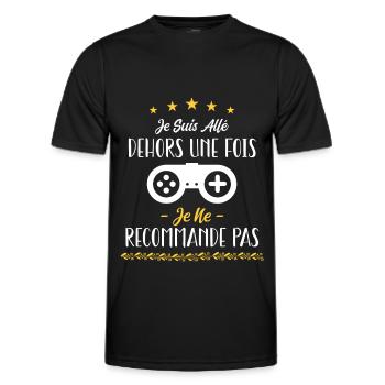 Je suis allé dehors une fois - T-shirt sport Homme - noir - Devant - AI Model Male 178 dark (178cm)