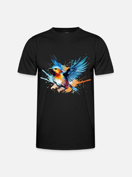Blaumeise Farbkleckse Farbspritzer - Männer Funktions-T-Shirt - Schwarz