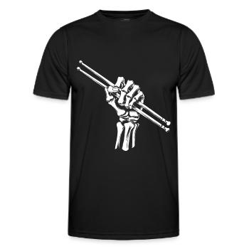 Knochenhand mit Drumsticks Drummerdesign - Männer Funktions-T-Shirt - Schwarz - Vorne - AI Model Male 178 dark (178cm)