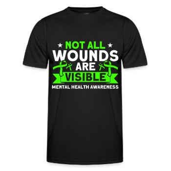 Green Ribbon Awareness of Mental Health - Men's Functional T-Shirt - black - Front - AI Model Male 178 dark (178cm)