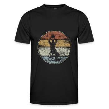 Basket- en fauteuil roulant vintage - T-shirt sport Homme - noir - Devant - AI Model Male 178 dark (178cm)