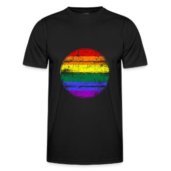 Drapeau arc-en-ciel LGBT - T-shirt sport Homme - noir - Devant - AI Model Male 178 dark (178cm)