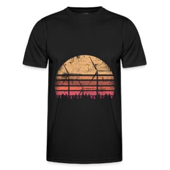 Windrad vintage Umweltschutz Windenergie - Männer Funktions-T-Shirt - Schwarz - Vorne - AI Model Male 178 dark (178cm)