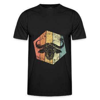Büffel vintage - Männer Funktions-T-Shirt - Schwarz - Vorne - AI Model Male 178 dark (178cm)
