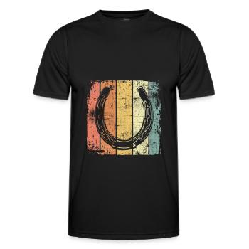 Cheval de fer à cheval vintage - T-shirt sport Homme - noir - Devant - AI Model Male 178 dark (178cm)
