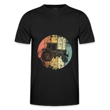 Tracteur Old School Agriculteur - T-shirt sport Homme - noir - Devant - AI Model Male 178 dark (178cm)