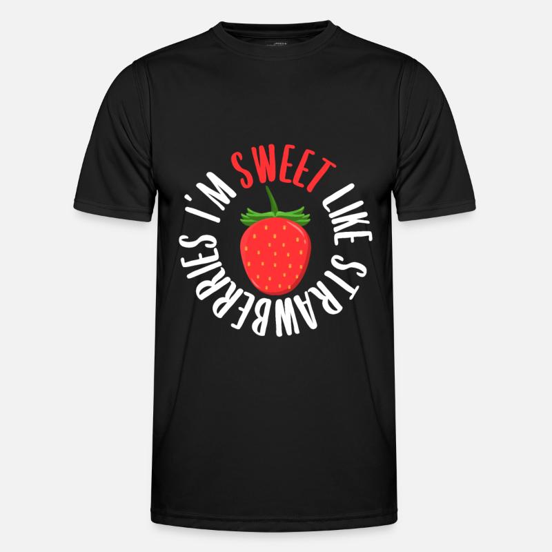 Erdbeere - Männer Funktions-T-Shirt - Schwarz