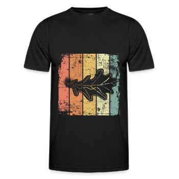 Eiche Blatt vintage - Männer Funktions-T-Shirt - Schwarz - Vorne - AI Model Male 178 dark (178cm)