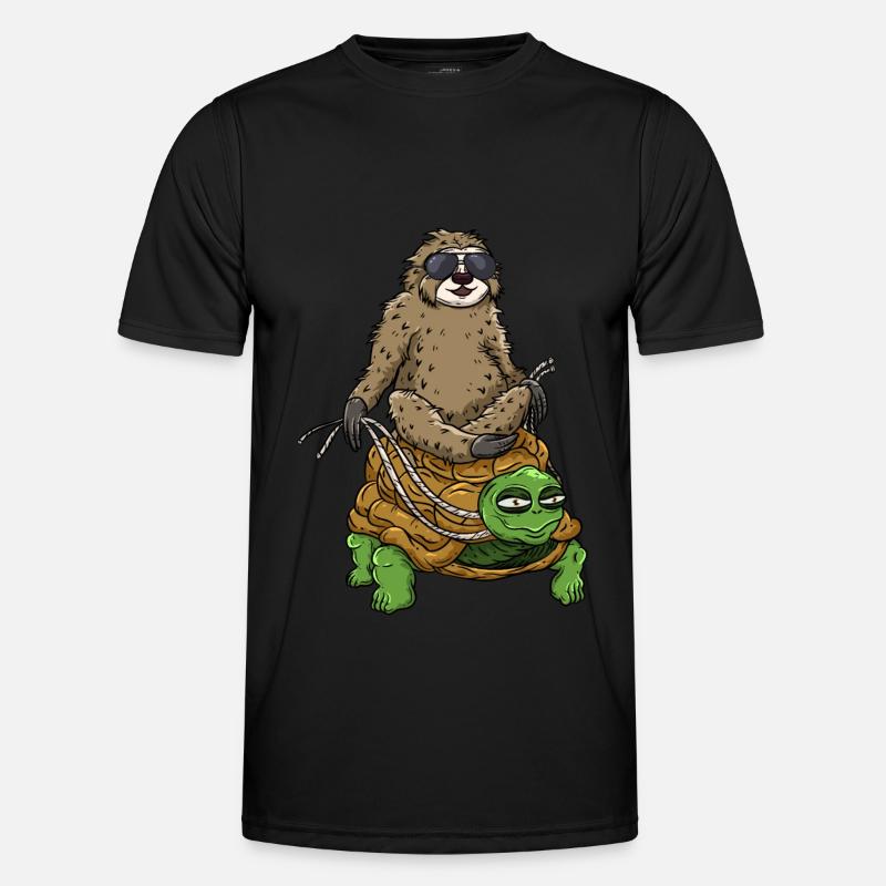 Sloth on turtle - Men's Functional T-Shirt - black