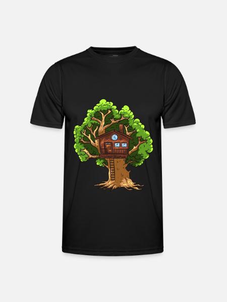 Baumhaus - Männer Funktions-T-Shirt - Schwarz