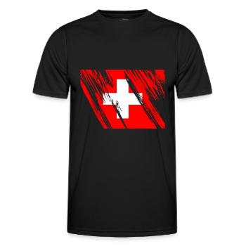 Switzerland - Men's Functional T-Shirt - black - Front - AI Model Male 178 dark (178cm)