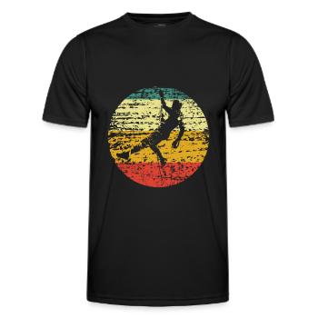 Klettern Kletterer retro - Männer Funktions-T-Shirt - Schwarz - Vorne - AI Model Male 178 dark (178cm)
