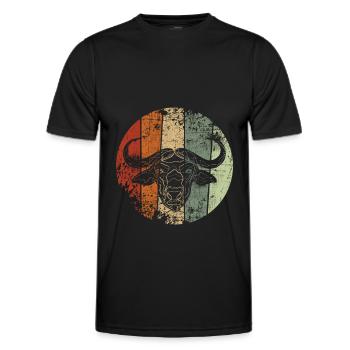 Büffel vintage - Männer Funktions-T-Shirt - Schwarz - Vorne - AI Model Male 178 dark (178cm)