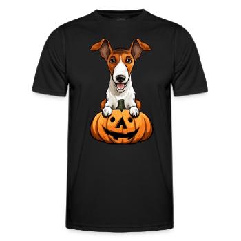 Fox Terrier Chien Citrouille Paresseuse Fête d’Halloween - T-shirt sport Homme - noir - Devant - AI Model Male 178 dark (178cm)